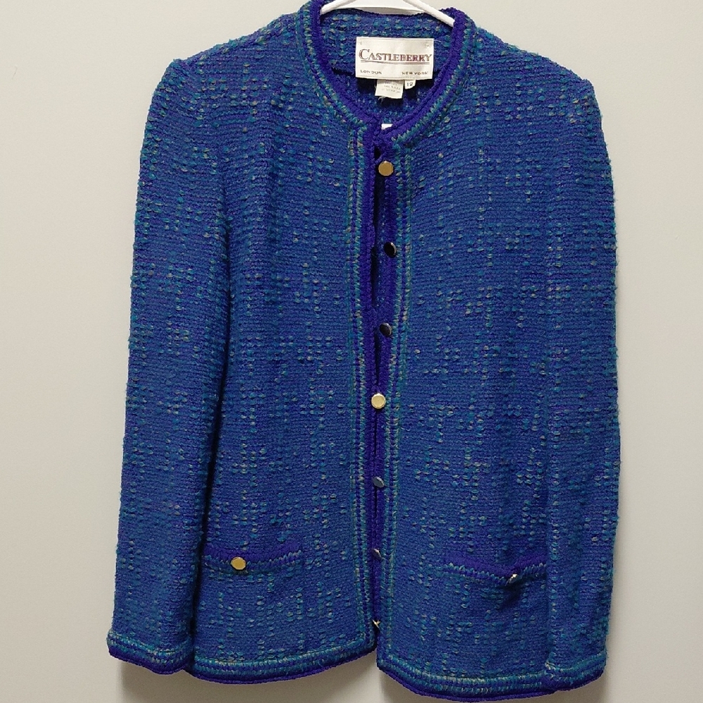 Castleberry Royal Blue Tweed Jacket, Size 12